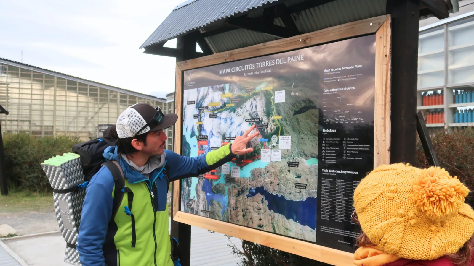 Guide explaining the route on a park trail map